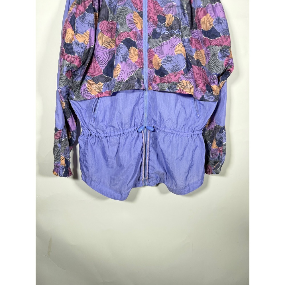 Vintage Reebok Womens Purple Abstract Print Full Zip Windbreaker Jacket Small - Picture 3 of 7